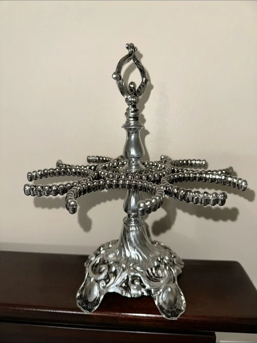 L&L WMC LOEVSKY 1970 VINTAGE SILVER COLOR 6-8 oz BRANDI GLASS HOLDER TRAY